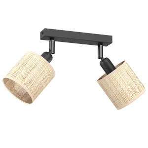 spot Rattan line bar 200 black, shade dia 100 , h 100, 2xE27