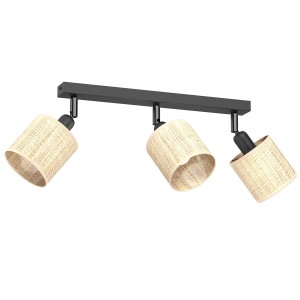 spot Rattan line bar 400 black, shade dia 100, h 100, 3xE27