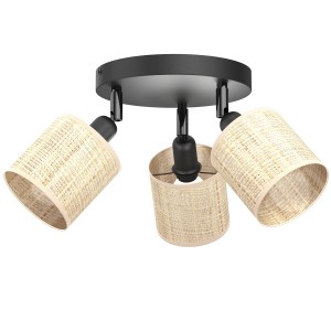 spot Rattan plate dia 200 black, shade dia 100, h 100, 3xE27