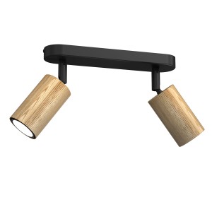 spot Nise black/wood 2xGU10