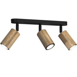 spot Nise line bar black/wood 3xGU10