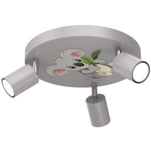 spot Fun Koala grey plate dia 300, 3xGU10