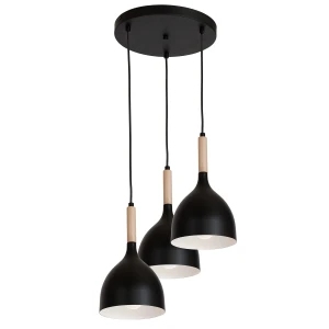 żyrandol talerz Noak black/natural wood 3