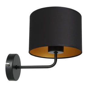 kinkiet Arden black, cylinder shade dia 180, h 150 black/gold 1
