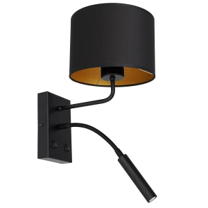 kinkiet Arden G9+E27 black, cylinder shade dia 180, h 150 black/gold 2