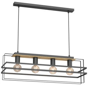 żyrandol Kortez black/wood 4xE27