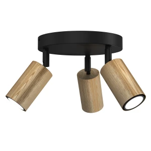 spot Nise plate dia 200 black/wood 3xGU10