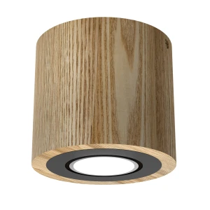 Downlight drewno + metalowy ring w kolorze czarnym 1xGU10